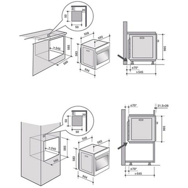 DeDietrich DOP8785A - Black 73L Single Oven - Pyrolytic Cleaning - 16A