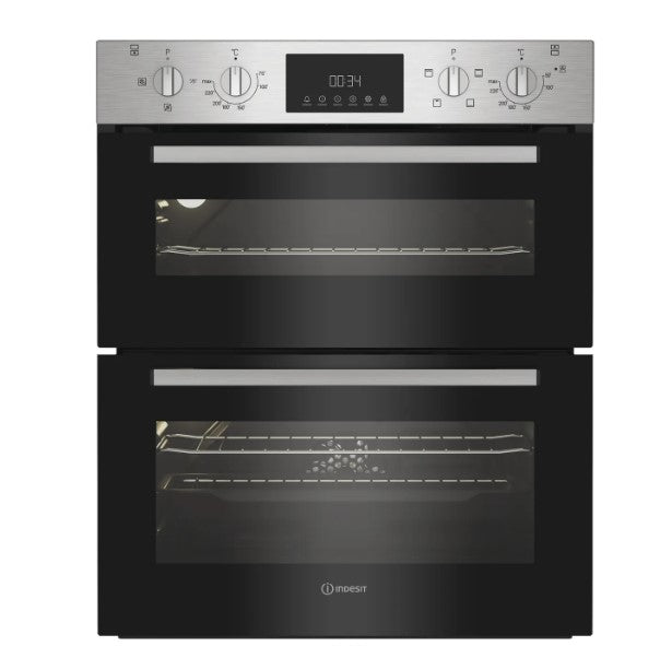 Indesit DUI 10D IX - Stainless Steel Double Oven - Built Under Electric - A/A Rated - Display