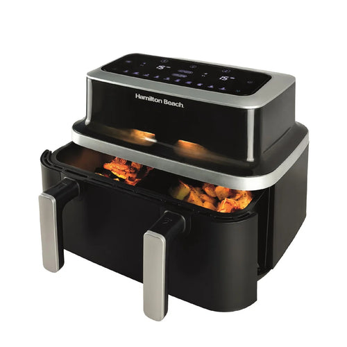 Hamilton Beach HB700VCGS - Black 9L Dual Air Fryer - Dual Zone with Vision Window - Display