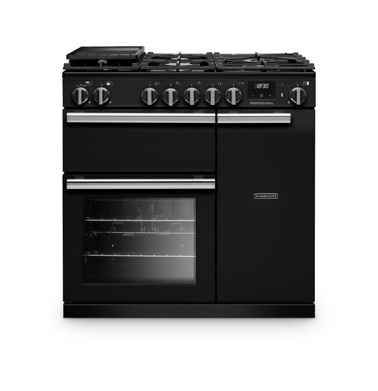 Rangemaster PR90DFPCBL/CM1 - Charcoal Black Range Cooker - 5 Zones - A energy