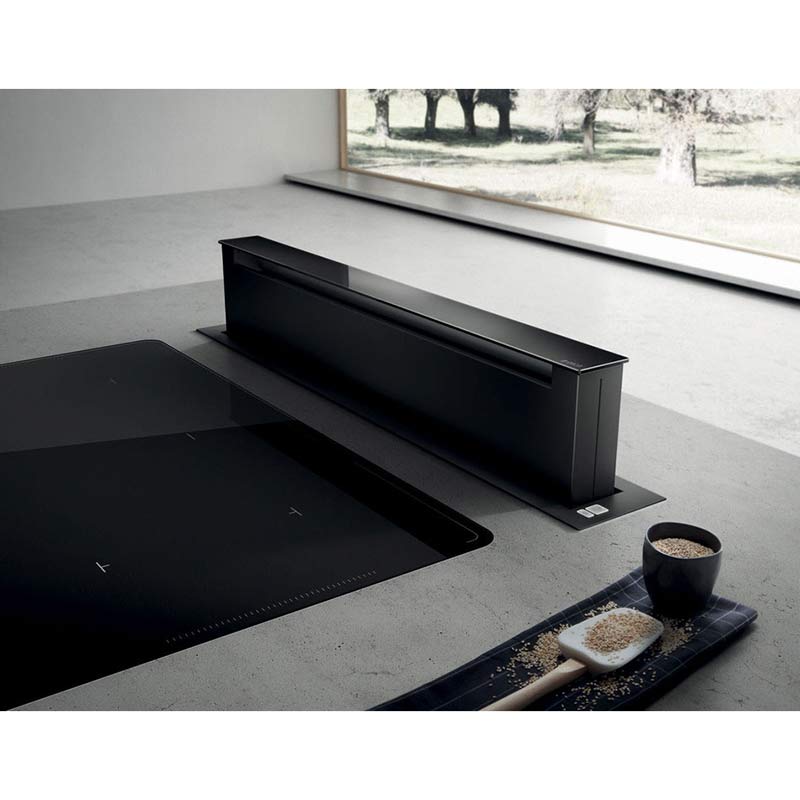 Elica PRF0120979 - Black 90cm Downdraft Hood Extractor - A energy