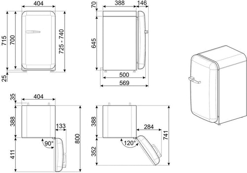 Smeg FAB5RCR5 - Cream Freestanding Drinks Fridge - 34L - D Rated