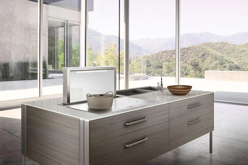 Faber FABULA-PLUS-EV8-A90 - Black Glass/Stainless Steel 90cm Downdraft Extractor - A Rated