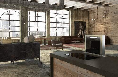 Faber FABULA-PLUS-EVO-A60 - Black Glass/Stainless Steel 60cm Downdraft Extractor - B Energy Rated