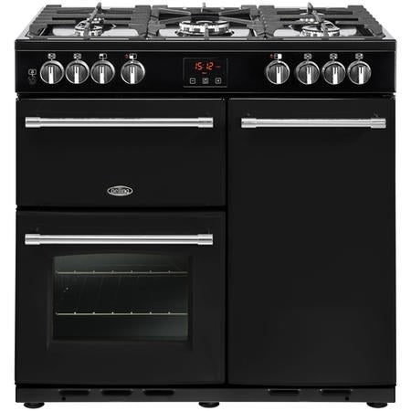 Belling FARMHOUSE 90DFT Blk 44444 - Black 5 Zone Dual Fuel Cooker - A/A energy