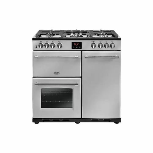 Belling FARMHOUSE 90DFT Sil 44444 - Silver 5 Zone Dual Fuel Cooker - A/A energy