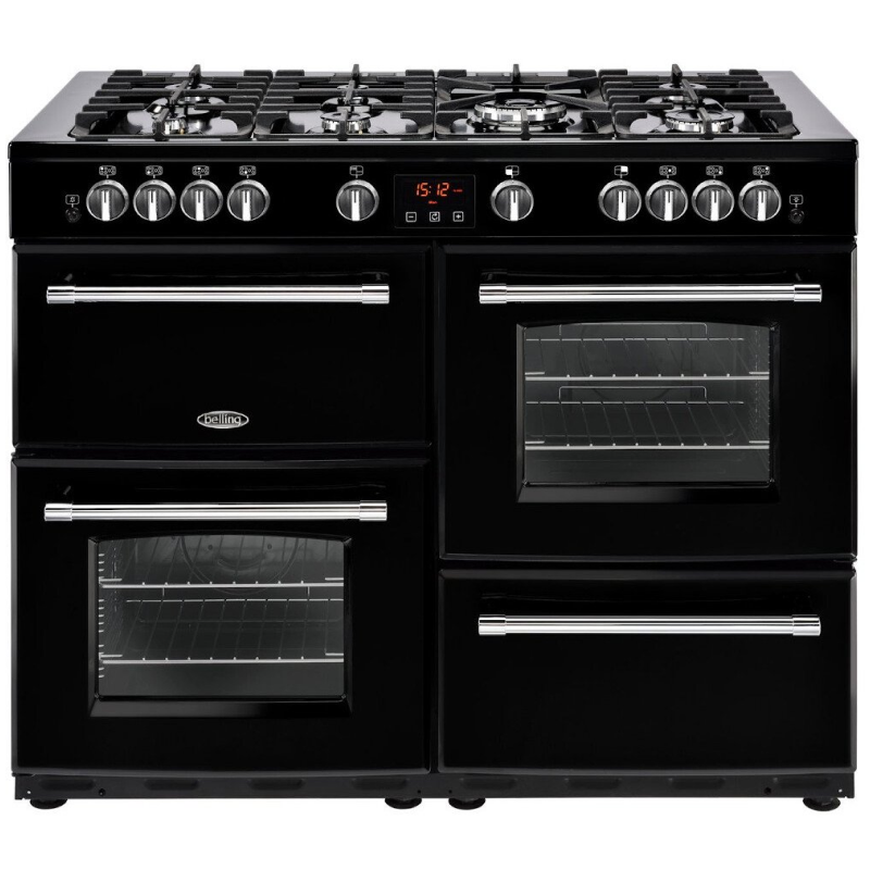 Belling FARMHOUSE X110G BLK - Black 7 Zone Gas Cooker - Manual cleaning - A/A energy