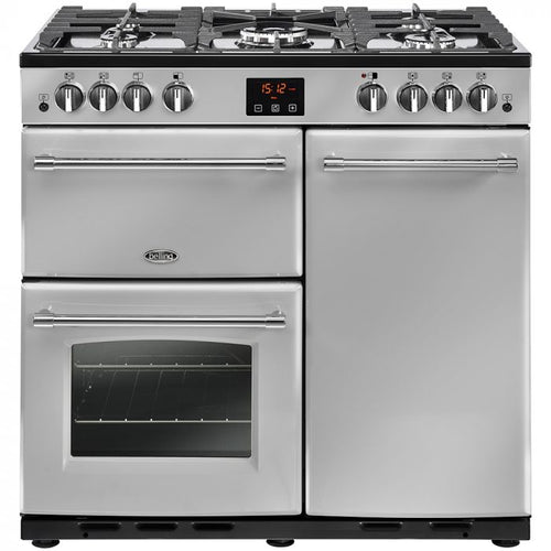 Belling FARMHOUSE X90G SIL - Silver 5 Zone Gas Cooker - Manual cleaning - A energy