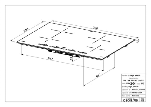 Faber FCH 84 KL - Black Glass/Grey Glass Induction Hob - 4 Zones - 9 Power Levels