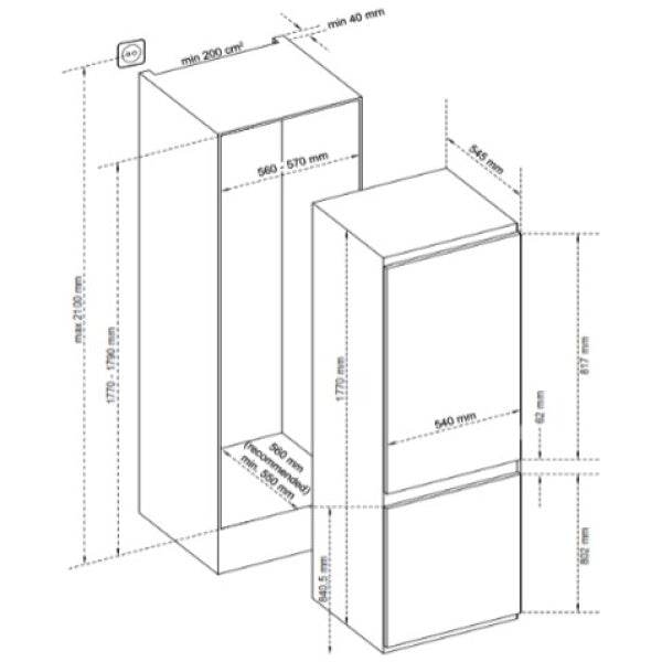 Cata FFBIFF5050E - White Integrated Fridge Freezer - 50/50 Split - E Energy