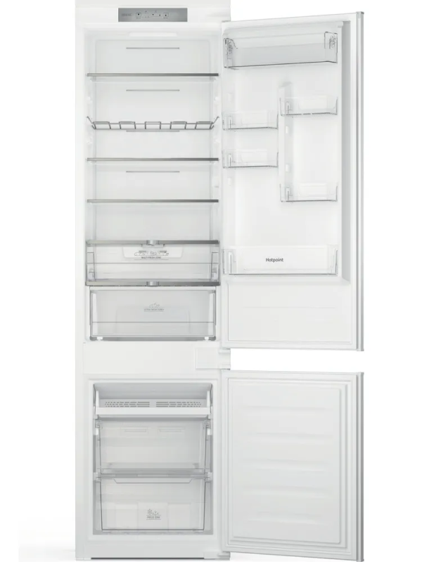 Hotpoint HTC20 T322 UK - White 70/30 - Sliding Hinge - Tall Integrated Frost Free Fridge Freezer - E energy - Display