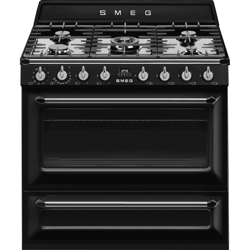 Smeg TR90BL2 - Black 5 Zone Dual Fuel Cooker - Catalytic cleaning - A energy