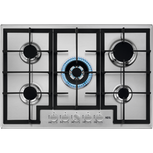 AEG HGX75400SM - Stainless steel 5 Zone Gas Hob