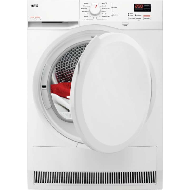 AEG TR708L0B - White 8KG Heat Pump Condenser Dryer - A++ energy