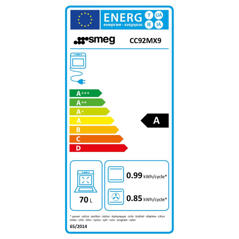 Smeg CC92MX9 - Stainless steel 5 Zone Dual Fuel Cooker - A/A energy