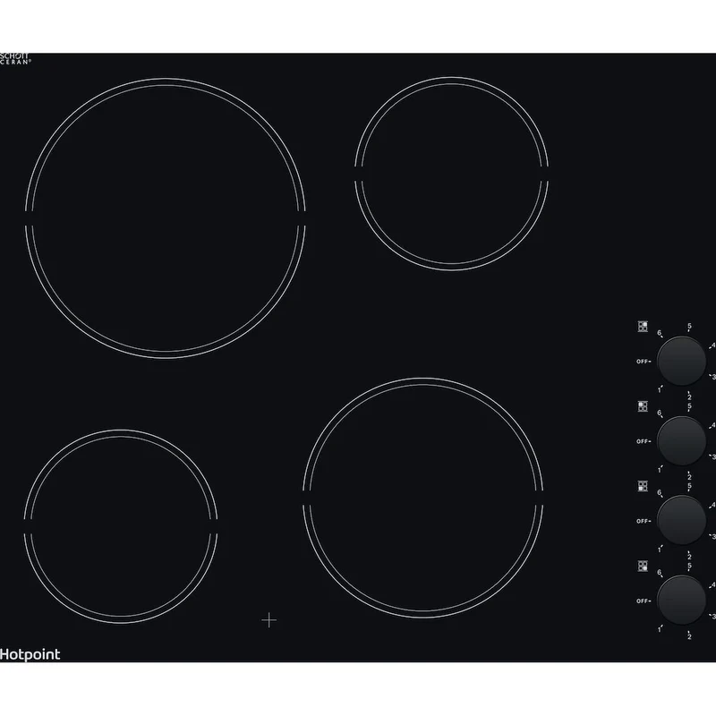 Hotpoint HR 620 R H - Black 4 Zone Ceramic Hob