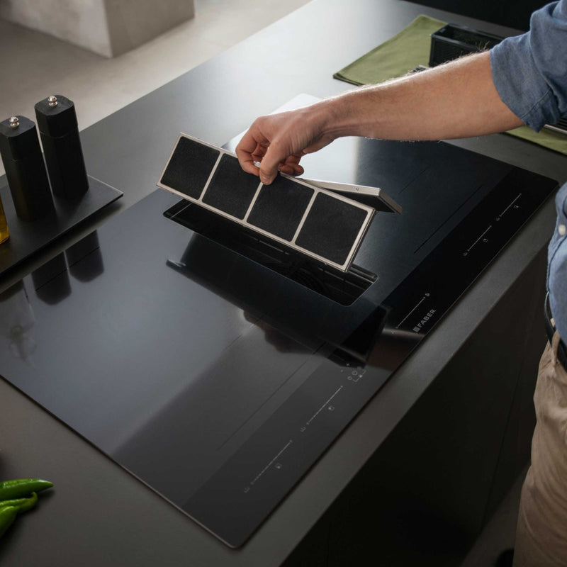 Faber GALILEO-STRIPES-F830-RC - Black 80cm Venting Hob - 4 Zones - A+ Rated