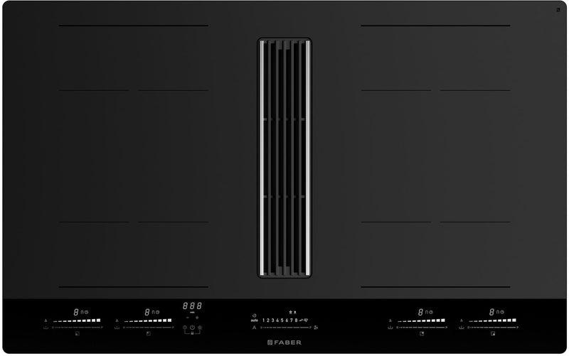 Faber GALILEO-STRIPES-F830-RC - Black 80cm Venting Hob - 4 Zones - A+ Rated