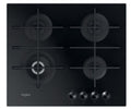 Whirlpool GOWL 628/NB - Black 4 Zone Gas Hob