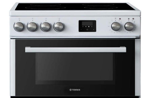 Teknix TKED64W Brand - White Ceramic Cooker - Double Oven, 60cm - A energy - Display