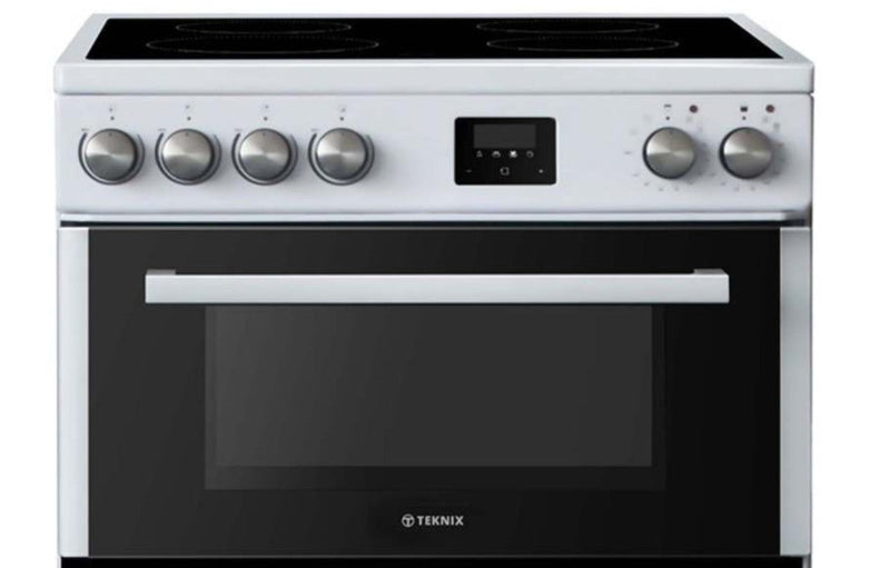 Teknix TKED64W Brand - White Ceramic Cooker - Double Oven, 60cm - A energy - Display