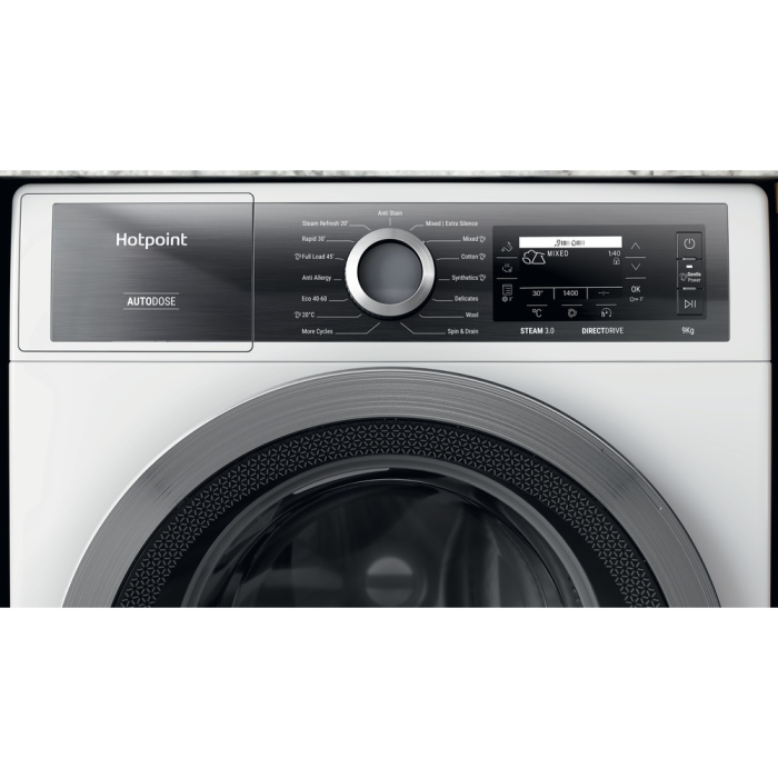 Hotpoint H8 99AD GPOWER UK - White Freestanding 9KG Washing Machine - 1400 RPM - A energy