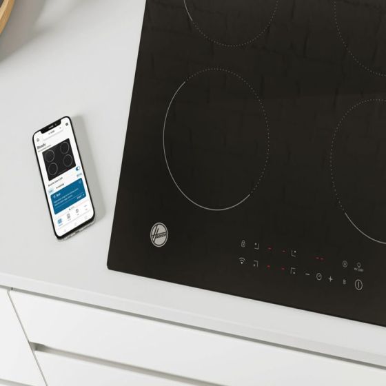 Hoover HI642CWIFITT - Black Glass Induction Hob - 4 Zones - Touch Control - A Energy