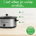 Hamilton Beach HBSC070S - Silver 6.5L Slow Cooker - 3 Settings - Energy Efficient