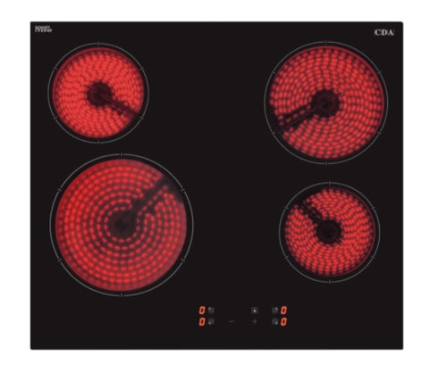 CDA HC6621FR - Black 4 Zone Ceramic Hob