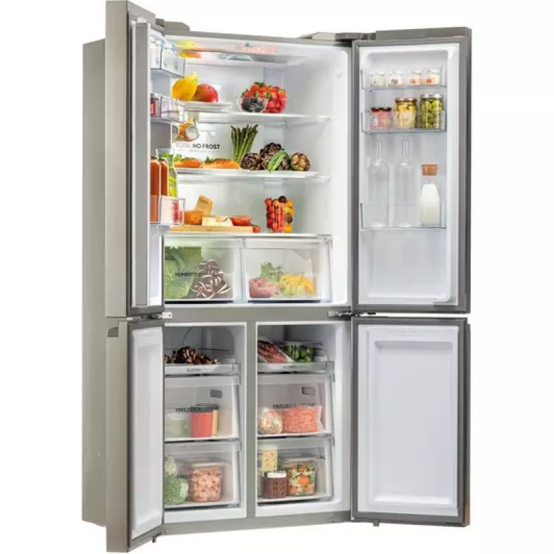 Haier HCR59F19ENMM - Silver Freestanding American Frost Free Fridge Freezer - E energy