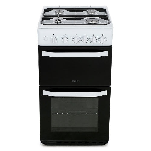 Hotpoint HD5G00KCW/UK - White 4 Zone Gas Cooker - Catalytic cleaning - A energy - Display