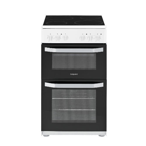 Hotpoint HD5V92KCW/UK - White 4 Zone Electric Cooker - Catalytic cleaning - A energy - Display