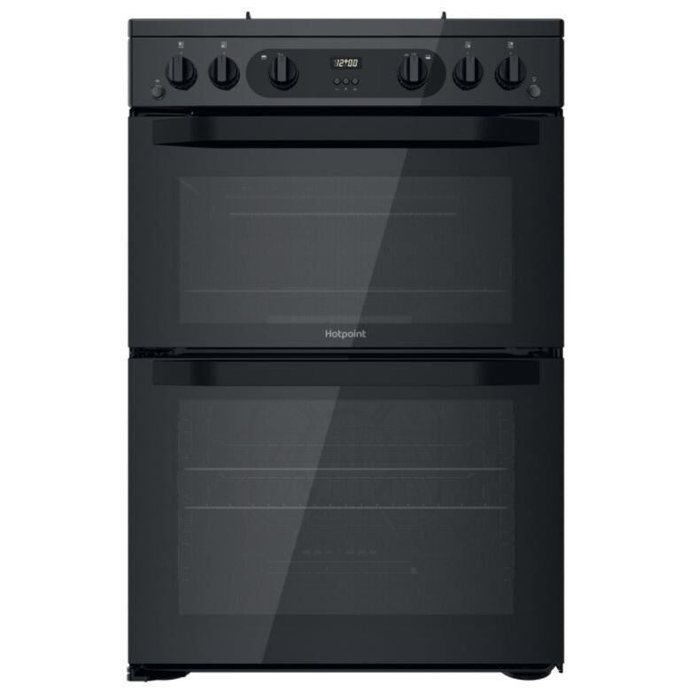 Hotpoint HDM67G0CMB/UK - Black 4 Zone Gas Cooker - Catalytic cleaning - A/A energy