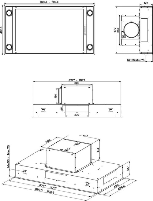 Faber HEAVEN-2-EV8-X-120 - Stainless Steel 120cm Ceiling Extractor - 700m³/h - A Rated