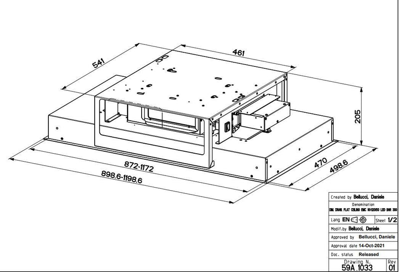Faber HEAVEN-3-0-BK-M-SLIM-A90-2 - Matt Black 90cm Ceiling Extractor - 700m³/h - A+ Energy