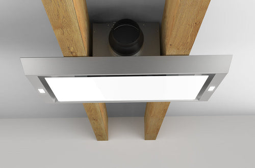 Faber HEAVEN-COMPACT-EV8-X-A90 - Stainless Steel/White Glass 90cm Ceiling Extractor - B Energy Rated