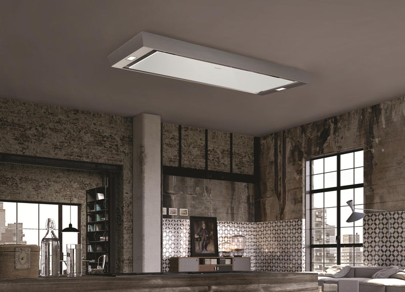Faber HEAVEN-COMPACT-EV8-X-A90 - Stainless Steel/White Glass 90cm Ceiling Extractor - B Energy Rated
