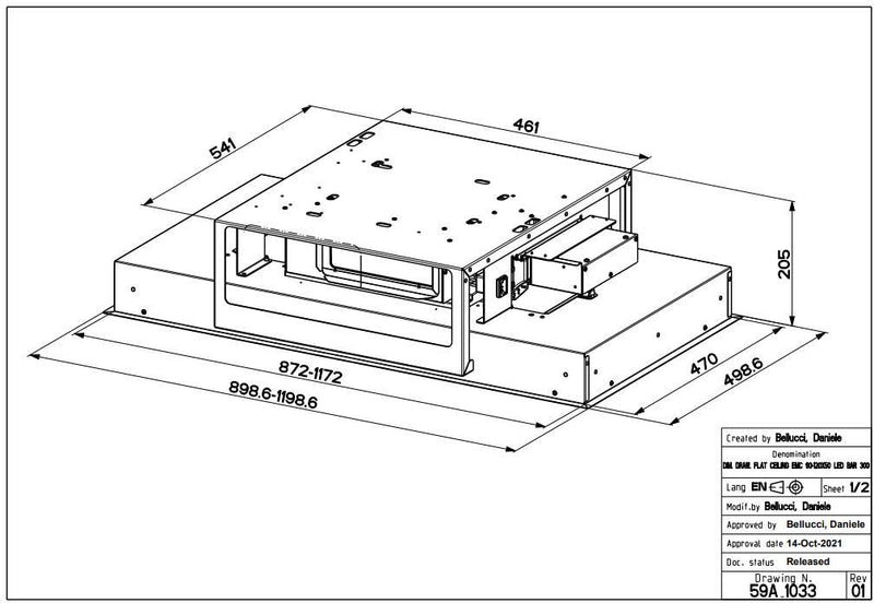 Faber HEAVEN-GLASS-3-0-SLIM-WH-A120-2 - White Glass Ceiling Extractor - 120cm - A+ Energy Rated