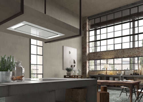 Faber HEAVEN-GLASS-3-0-SLIM-WH-A120-2 - White Glass Ceiling Extractor - 120cm - A+ Energy Rated