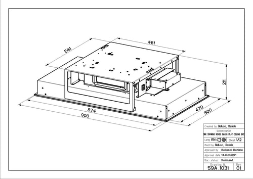 Faber Heaven 3.0 X Slim KL A90 - White Glass 90cm Ceiling Integrated Extractor Hood - 700 m³/h - A+ Energy Rated