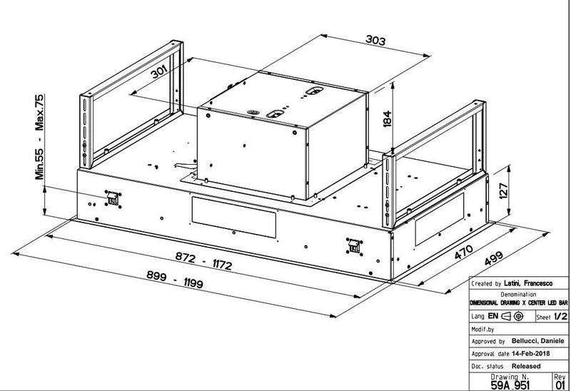 Faber HEAVEN-LITE-EV8-X-A90 - Stainless Steel 90cm Ceiling Hood - A Rated