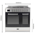 Tesla T90DDFRCB - 90cm Double Cavity Dual Fuel Range Cooker