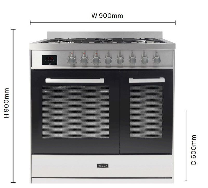 Tesla T90DDFRCB - 90cm Double Cavity Dual Fuel Range Cooker