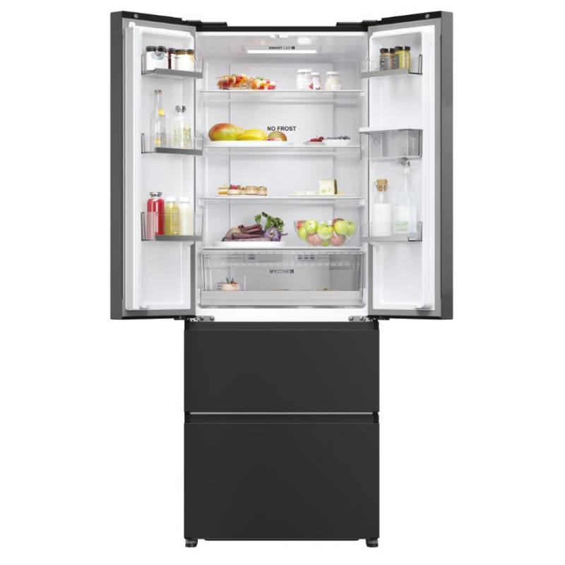 Haier HFR5719EWPB - Black Freestanding Frost Free Fridge Freezer - E energy