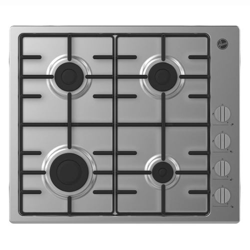 Hoover HHW6LK3X - Stainless Steel 60cm Gas Hob - 4 Burners - Flame Safety Device