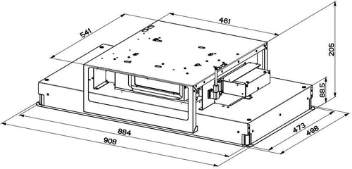 Faber High-Light 2.0 RAD BRS X A91 - Stainless Steel 90cm Wide Ceiling Integrated Extractor - 700 M³/H - A+ Energy Rated