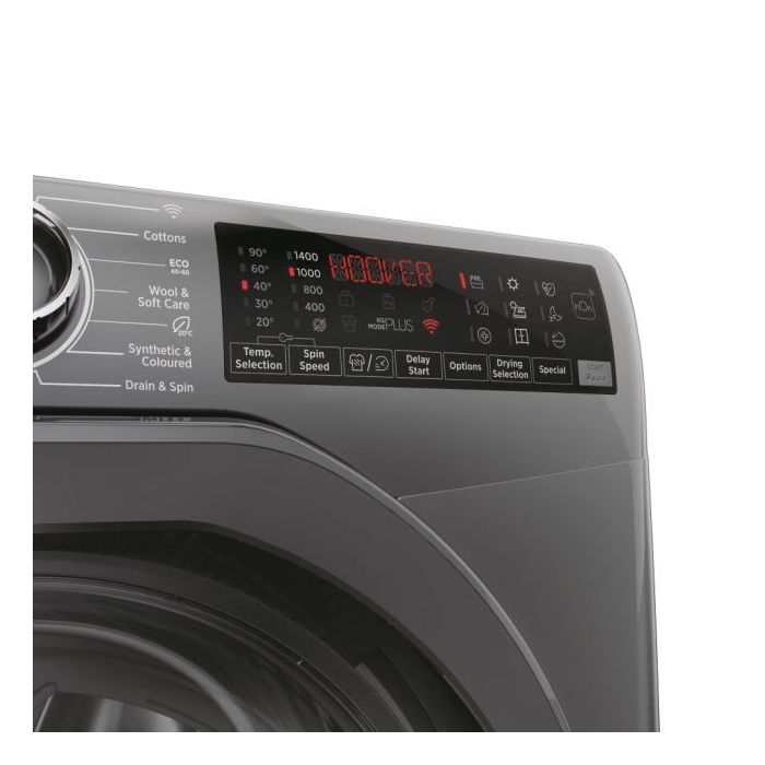 Hoover H3DPS4966TAMRR80 - Wi-Fi Connected Grey 9KG/6KG Washer Dryer - 1400 RPM - D/A energy