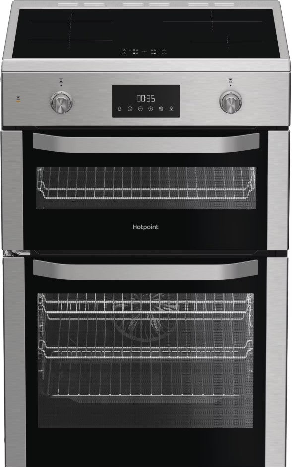 Hotpoint HDE6IDC2X -Inox Electric Cooker Dual Cavity - A Rated - Display