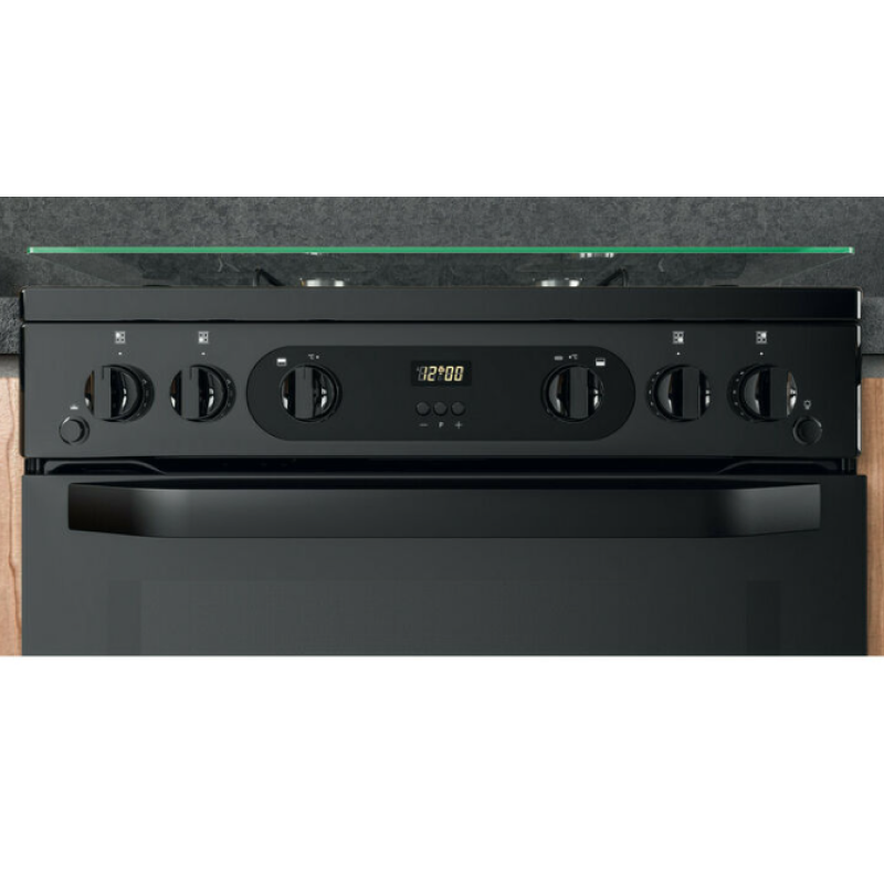 Hotpoint HDM67G0CCB/UK - Black 4 Zone Gas Cooker - Catalytic cleaning - A+ energy