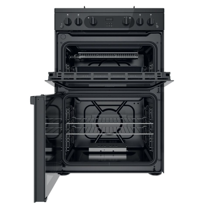 Hotpoint HDM67G0CMB/UK - Black 4 Zone Gas Cooker - Catalytic cleaning - A/A energy